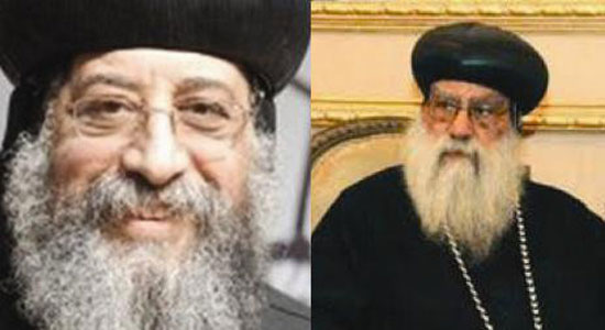 Pope Tawadros receives Anba Pachomius today at Cairo airport 