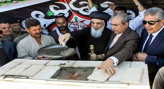 Governor of Minya and Abba Pfnotios laid foundation stone of the Church of the martyrs
