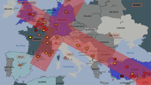 ISIS plans for attacking Europe in the form of a giant cross