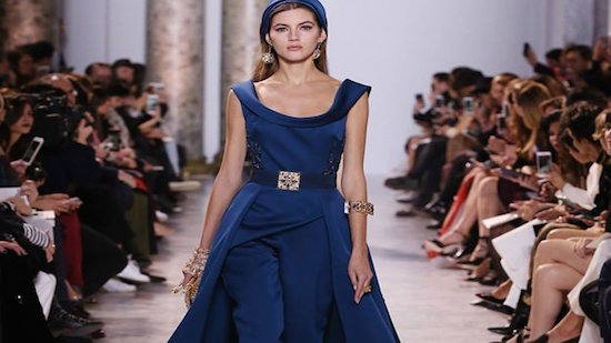 Elie Saab pays tribute to Egypt with retro silhouettes and embroidered sailboats