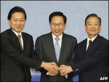 Asian trio say Cheonan sinking is threat to peace