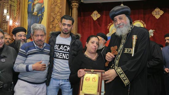 Pope Tawadros honors the families of the martyrs of St. Mark church terrorist attack