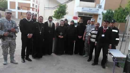 Monks of al- Shayeb Monastery cast their votes at the presidential elections
