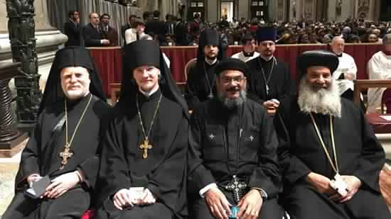 Members of the Coptic Church in Rome congratulate the Vatican on Easter