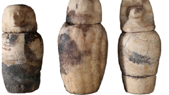 26th Dynasty canopic jars discovered at Luxors South Asasif necropolis