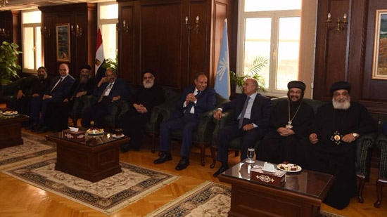 Delegation of the Coptic church visits Governor of Alexandria to congratulate him on the feast