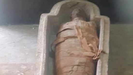 A sarcophagus with a mummy uncovered in Late Period tomb in Egypts Aswan