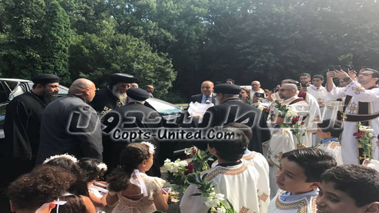 Pope Tawadros sets the cornerstone of the new papal headquarters in south of New Jersey