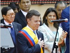 Juan Manuel Santos sworn in as Colombian president