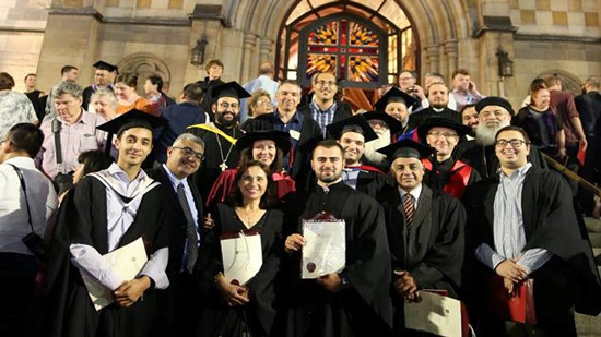 A Coptic priest among the graduates of the St. Athanasius Theological Seminary in Melbourne