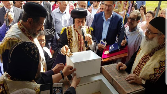 Bishop of Sidney lays the foundation stone of the Church of St. Marina in Australia