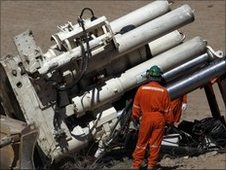 Special Chile mine rescue tunnel drill assembled