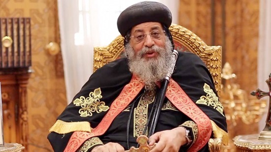 Pope Tawadros delivers his weekly sermon at the great Cathedral in Abbasiya 
