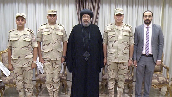 Bishop Ermia receives delegation of the Egyptian army at the Coptic Cultural Center