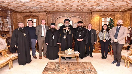 Pope Tawadros receives a delegation of St. Ignatius Theological Academy 