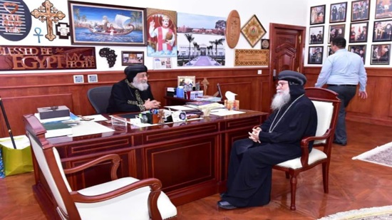Pope Tawadros receives Bishop of Minya