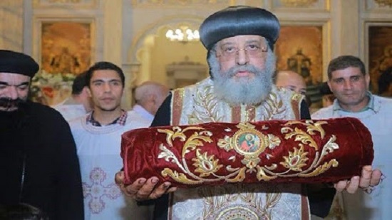 Pope Tawadros perfumes the remains of St. Mark 