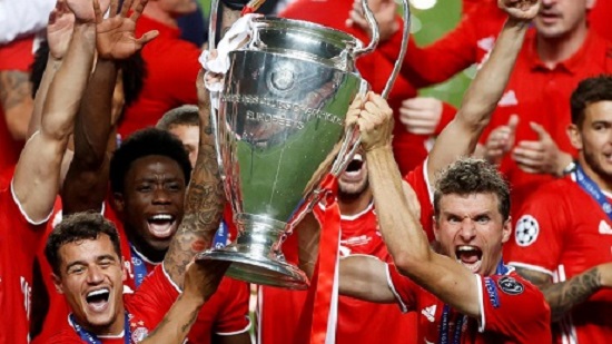 Bayern Munich celebrate after a football festival without fans