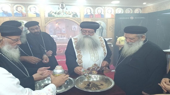 Bishop Takla perfumes the remains of St. Takla of Ethiopia
