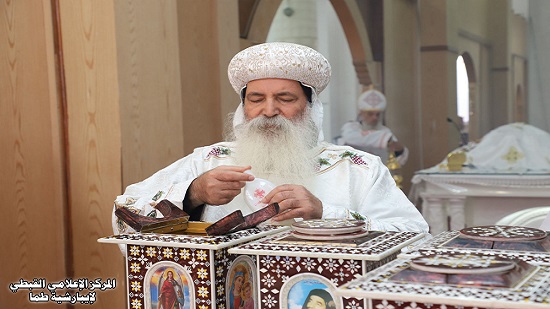 Bishop Isaac inaugurates the service utensils at Abu Fam Cathedral

