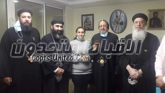 Archbishop Markos meets the returning Coptic girl Ivonne Imad

