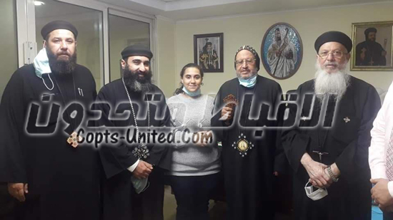 Archbishop Markos meets the returning Coptic girl Ivonne Imad

