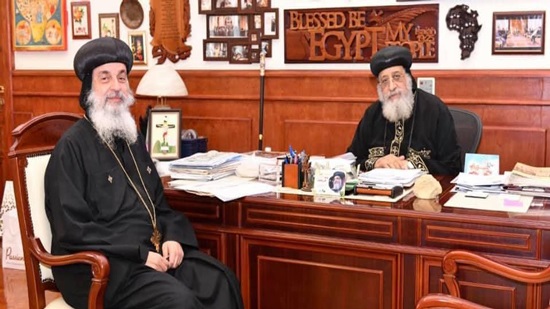 Pope Tawadros receives Bishop Maqar
