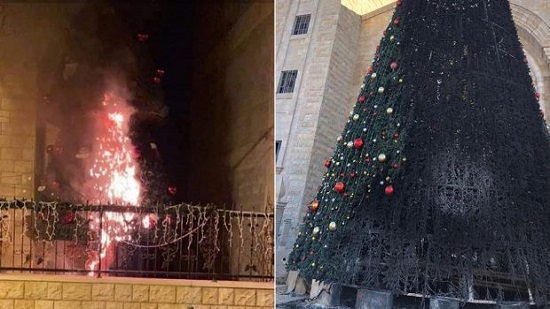 Bishop of Jerusalem denounces burning Christmas tree again
