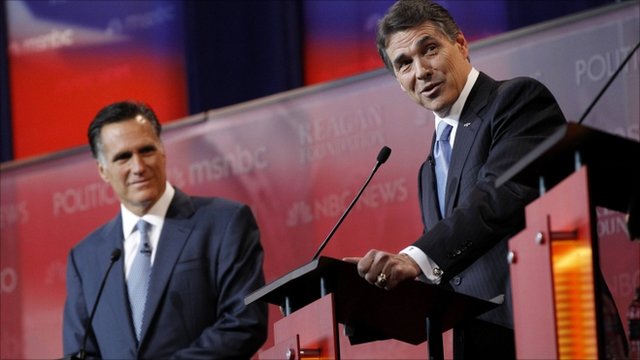 Rick Perry under fire on Republican debate debut
