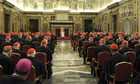 Roman Catholic Cardinals pray to choose new pope