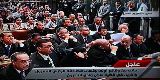 Morsi speaks in front of magistrates during his trial