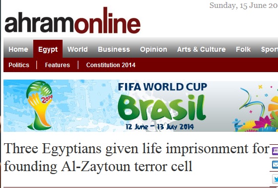 Three Egyptians given life imprisonment for founding Al-Zaytoun terror cell