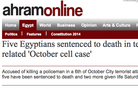 Five Egyptians sentenced to death in terror-related 'October cell case'