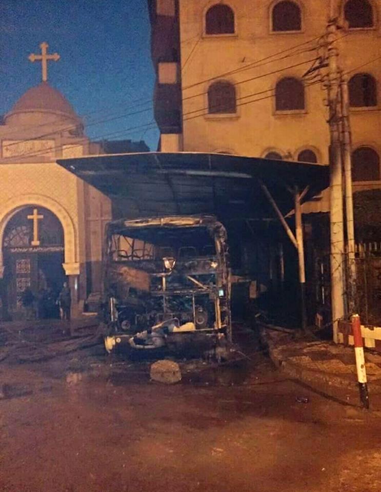 Extremists burn bus owned by Coptic church at Mint Ghamr
