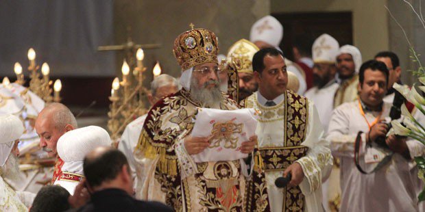 Pope Tawadros II leads Easter Eve mass