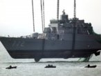 South Korea raises bow of sunken warship