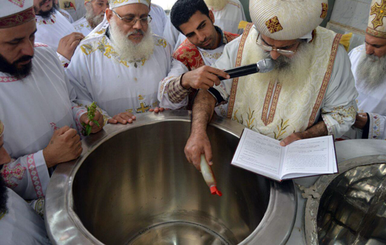Bishop Agabios inaugurates the baptism of Deir Mawas’ Church