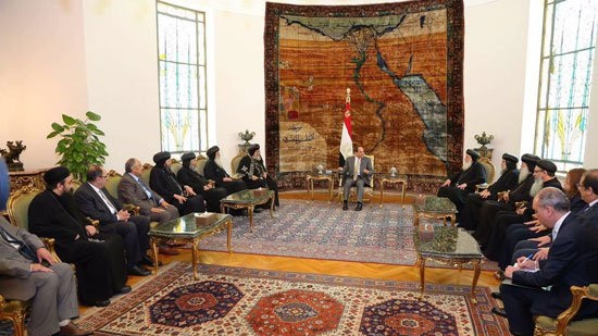 Sisi receives a Coptic delegation headed by Pope Tawadros