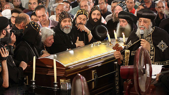 Pope Tawadros attends the funeral of Bishop Sawiris