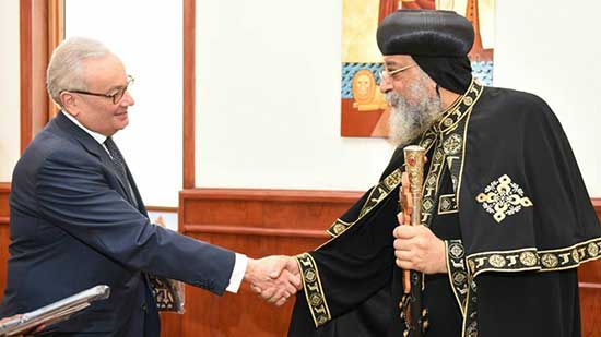 Pope Tawadros receives the Italian ambassador in Cairo