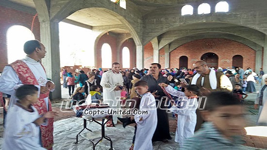Copts celebrate the first holy mass at new church in Koum Loufy
