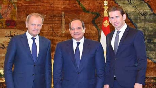 Sisi discusses illegal migration, regional issues with EU council president, Austrias chancellor