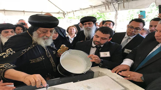 Pope Tawadros lays the foundation stone of the Cathedral of St. Mina and Pope Cyril in New Jersey
