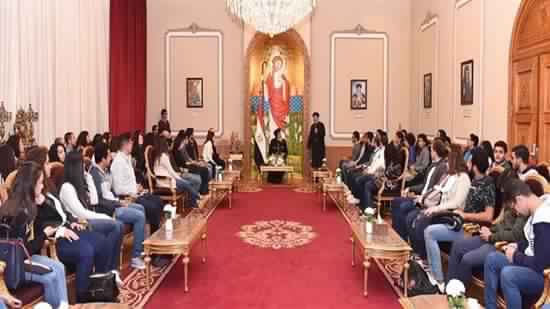 Pope Tawadros holds a meeting with students of the American University