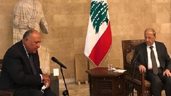Egypts Shoukry says Cairo working to meet Lebanons priorities during talks with Aoun in Beirut