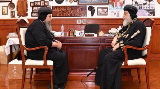 Pope Tawadros receives Bishop of Manfalut
