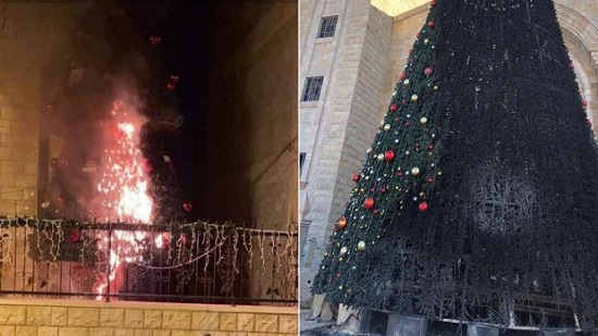 Bishop of Jerusalem denounces burning Christmas tree again
